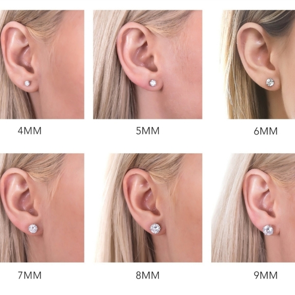 Vintage Eisenberg Ice 4MM Pave Cubic Zirconia Crystal Stud Earrings in Silver - Picture 5 of 5